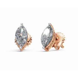 Boucles d'oreilles clous en diamant solitaire Marquise Arabellas, or 9 KT, 14 KT, 18 KT, bijoux de laboratoire, vente en gros, OEM, fournisseur d'exportation B2B - Product Image 1