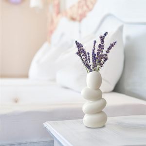 Jarrón de Flores de Cerámica Hecho a Mano para Sala de Estar, Color Blanco Marfil y Negro, Decoración del Hogar - Product Image 6