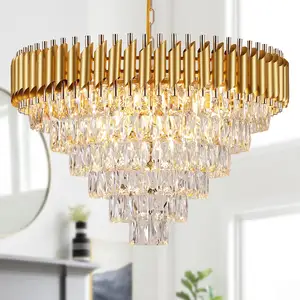 Candelabro de cristal posmoderno personalizado, estilo europeo de lujo para sala de estar, Villa, restaurante, lámpara colgante romántica cálida