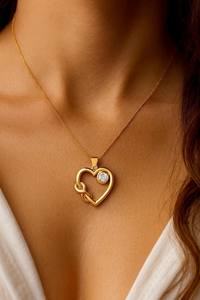 Collier en argent sterling 925 plaqué or 14 carats avec pendentif en forme de cœur en zircon cubique, couleur personnalisée chrétienne, élégant collier d'amour infini - Product Image 2