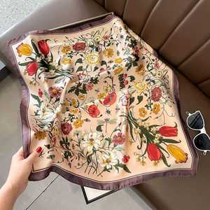 Pañuelo Bandana con Estampado de Letras, Pañuelo Personalizado de Seda y Algodón con Logotipo, Estilo Satinado de Verano, Proveedor OEM Personalizado - Product Image 5