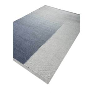 Tapis classiques en laine bleu jean tissés à la main, motif losanges et rayures rectangulaires pour la maison, le salon et le couloir - Modèle Hwl-169 - Product Image 2