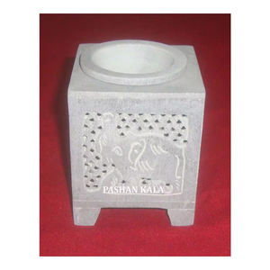 Calentador de aceite aromático antiguo pulido fino de forma cuadrada de piedra Natural, diseño de tallado a mano de elefante, esteatita esmaltada, decoración del hogar - Product Image 1