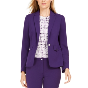 Blazer Monopetto da Donna Calvin Klein Viola Taglia 0 - Lunghezza Lunga con Decorazione in Maglia Intrecciata e Ricami - Product Image 1