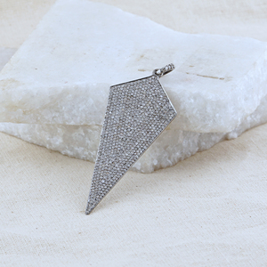 Pendentif en argent massif 925 diamant oxydé fait à la main, bijoux 25x60 MM, cadeau pour elle - Product Image 5