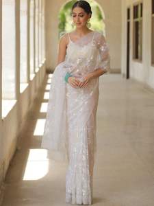 Latest Designer Soft Organza <b>Silk</b> <b>Thread</b> Work Saree by Fab Zone - Product Image 5