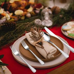 Juego de cubiertos y cuchillos martillados personalizados modernos al por mayor, cuchara y tenedor de acero inoxidable, regalo de inauguración de la casa - Product Image 5