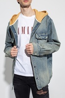 Veste en jean décontractée pour homme, col montant, respirante, coupe-vent, fermeture à boutons, coton, hiver