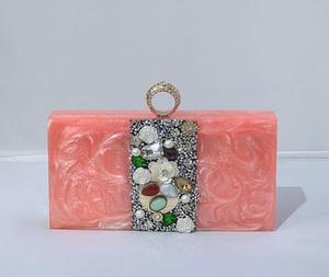 Femmes Messenger résine métal pochette soirée sacs à main dames mariage mariée pochette luxe métal sac à main cadre pochettes - Product Image 3