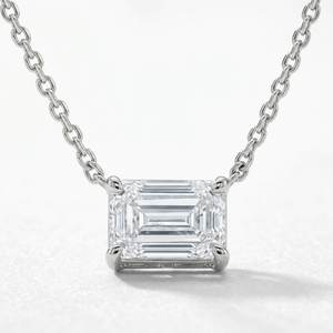 18K White Gold <b>Emerald</b> Cut Filled IGI Certified Lab Grown Diamond Natural Side Stones Classic 6gm <b>Pendant</b> Charms Women's - Product Image 2