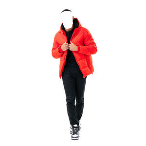 Veste matelassée coupe-vent pour homme en gros OEM, longue, chaude pour l'hiver, design rouge, haute qualité, 100% nylon, col à capuche, état neuf - Product Image 6