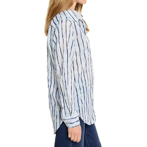 Elegante Blusa Casual de Gasa Transpirable para Mujer, con Volantes, Cómoda, Lisa, 100% Algodón, Cuello Alto, Diseño Sencillo - Product Image 2