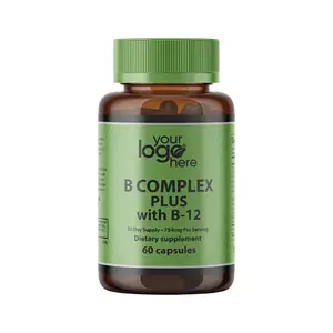 B Complex Plus แคปซูลพร้อม V B-12, ฉลากส่วนตัว OEM / ODM รองรับสุขภาพภูมิคุ้มกันระบบประสาทวิตามินและอาหารเสริม