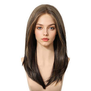 Pre-Order Ruby-DWY 20 Inches <b>Hazelnut</b> Glueless Synthetic Wig Mono Lace Front Free Part Silky Straight Mid-Length Wig Light Brown - Product Image 2