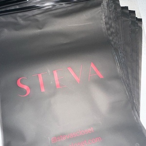 Sacs à fermeture éclair en polyéthylène noir imprimés avec logo <span class=keywords><strong>pour</strong></span> l'emballage des vêtements, réutilisables, refermables, pochettes de rangement <span class=keywords><strong>pour</strong></span> vêtements - Product Image 5