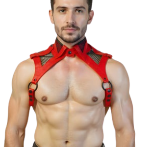 Harnais à col en cuir et maille pour homme, noir, simili cuir, fétiche, vêtements de club - Product Image 6