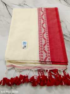 Sari Tradicional Bengalí de Algodón Mal - Vestido de Novia Tejido Ligero y Ecológico de Color Liso para Niñas - Product Image 4