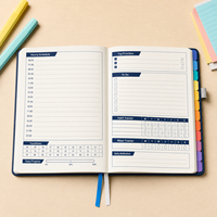 Agenda LABON personnalisé A5 Exam Focus 365 avec couverture en cuir PU, onglets mensuels, planificateur d'études, suivi des habitudes, carnet