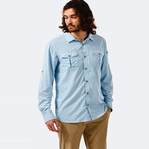 Chemises à manches longues extensibles pour hommes Chemises à rayures en fer pour hommes d'affaires Slim Fit Easy Care Outdoor Casual - Product Image 1