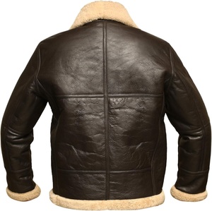 High Quality Wholesale <b>Men's</b> Vintage <b>Shearling</b> Sheepskin Leather <b>Jacket</b> Heavy Duty Winter Aviator Manufacture In Pakistan - Product Image 4