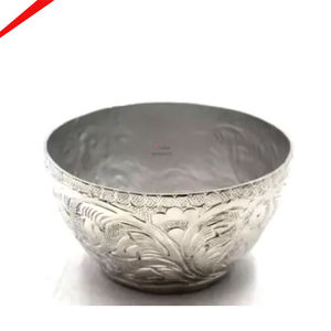 Tazón de servicio azul y dorado de acero inoxidable de metal de alta venta para restaurante y bar de hotel - Product Image 2