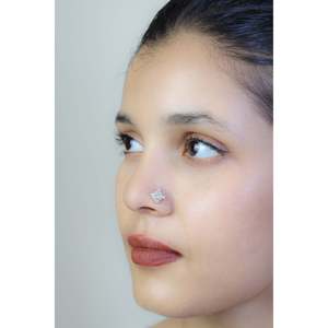 Swadeshi Pitara Elegant Nazakat 925 Sterling Silver Nosepin Floral Design Zircon Alloy <b>Wire</b> Body Jewelry Prong Setting Gift - Product Image 3
