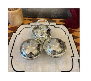 Serveur de chocolats de couleur argentée d'acier inoxydable de bol de fruits secs de nouvelle conception avec la frontière de concepteur par les arts à la maison - Product Image 2