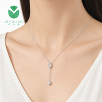 Collier pour femme personnalisé de luxe en or blanc 18 carats plaqué or rose, avec diamant de laboratoire taille marquise en forme de Y, 1 carat D VVS certifié IGI