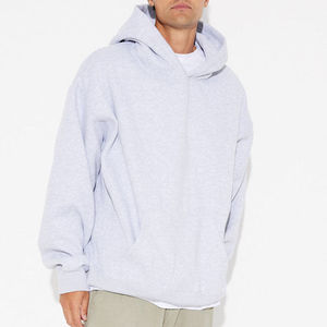 Sudaderas con capucha en blanco de algodón 100% liso de gran tamaño para hombre, jersey con logotipo impreso personalizado, sudaderas con capucha transpirables de talla grande Unisex para hombre - Product Image 2