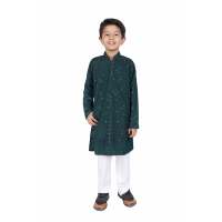 Ensemble Kurta pour garçons TRILOKI, vêtements ethniques traditionnels, rayonne noire, manches longues, imprimé pailleté, broderie à paillettes, Salwar pakistanais, indien