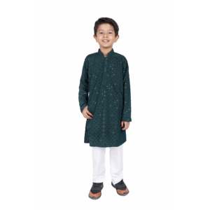 Ensemble Kurta pour garçons TRILOKI, vêtements ethniques traditionnels, rayonne noire, manches longues, imprimé pailleté, broderie à paillettes, Salwar pakistanais, indien - Product Image 3