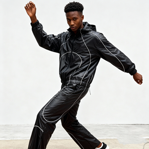 Ensembles de survêtements coupe-vent personnalisés en nylon froissé léger, thermochromatiques réactifs, avec bordure réfléchissante et thermocollée - Product Image 1