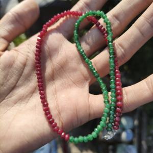 Collier en émeraude et rubis naturels, collier à perles rouge et vert, bijoux en pierres précieuses, cadeau pour lui - Product Image 1