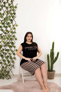 Conjunto de Pijama para Mujer Talla Grande, Camiseta de Manga Corta y Pantalones Cortos, Ropa de Dormir Cómoda de Talla Grande, Ropa para el Hogar - Product Image 3