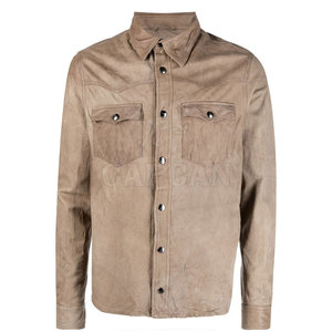 Chemise en cuir crochetée décontractée pour homme de haute qualité de Best Factory, idéale pour l'hiver et les activités de plein air, taille plus, imperméable et coupe-vent - Product Image 1