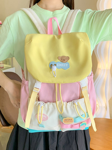<b>Large</b> Capacity Contrast Color Cute <b>Backpack</b> Korean Casual School Bag For Junior Senior High Campus Wholesale - Product Image 4
