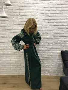 Autumn Round Neck Embroidered <b>Long</b> Maxi 100% Cotton Romantic <b>Long</b> Sleeves <b>Dress</b> - Product Image 3