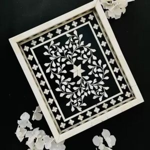 Incrustaciones de hueso de Color negro con decoración de resina Bandeja de servicio para restaurante Hogar Hotel Bandeja decorativa para servir a un precio asequible - Product Image 2