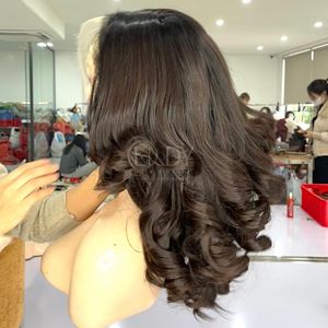 Perruque brune rebondissante de haute qualité Super Double Drawn Perruque à fermeture frontale Brun clair 100% Cheveux humains vietnamiens de haute qualité 2025 - Product Image 2