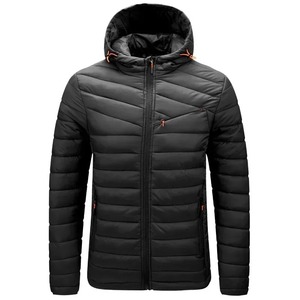 Veste d'hiver épaisse et chaude de couleur unie pour homme, en gros, avec logo personnalisé, veste matelassée personnalisée - Product Image 6