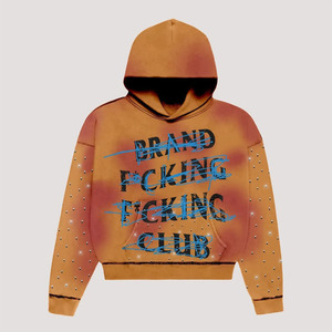 Sweat à capuche vintage lavable à l'acide personnalisable pour hommes en coton éponge français vieilli 100% coton - Product Image 2