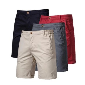 New Summer Men's <b>Shorts</b> Straight Fit Knee-Length Solid Black Khaki Spandex/Nylon Drawstring Anti-Bacterial Casual <b>Shorts</b> - Product Image 1