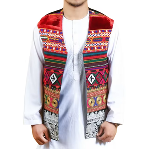 Chaleco bordado Balochi tradicional para hombres con trabajo de hilo multicolor vibrante y patrón cultural - Product Image 6
