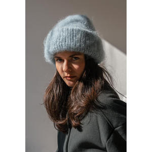 Gorro cálido de lana 100% con bordado de alta calidad, gorros de Mohair con logotipo personalizado, gorro de punto, gorros de invierno para hombres y mujeres - Product Image 3