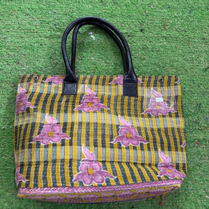 Sac de transport en coton Kantha fait main Style Vintage toile coton doublure Patchwork Design fermeture à glissière pour automne hiver printemps - Product Image 4