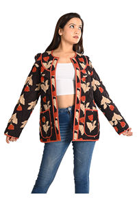 Chaqueta de algodón reversible para invierno, abrigos acolchados de algodón, chaqueta vintage hecha a mano, chaqueta con estampado de flores - Product Image 3