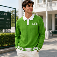 Pull tricoté d'hiver uni pour homme et jeune homme, à col et manches longues, avec logo personnalisé et motif lettre au col, anti-rétrécissement, anti-plis, style vintage