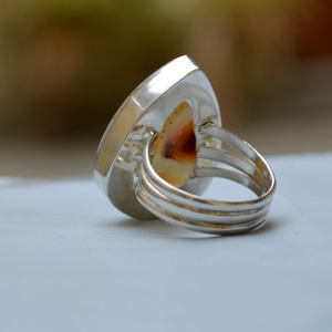 Anillo de declaración de ágata de encaje loco de Plata de Ley 925, joyería de piedras preciosas naturales de alta calidad, regalo de boda bohemio de estilo clásico - Product Image 3