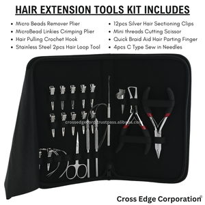 Wholesale Hair <b>Extensions</b> Tool Kit C Type Needle Pulling Loop Stainless Steel Micro <b>Beads</b> Remover Crimping Plier Scissor - Product Image 6