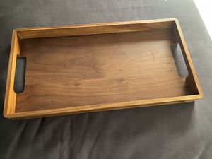 Plateau de rangement et de service en bois massif de qualité supérieure avec poignées découpées, finition lisse, pour cuisine, salle à manger, table basse, décoration intérieure - Product Image 2